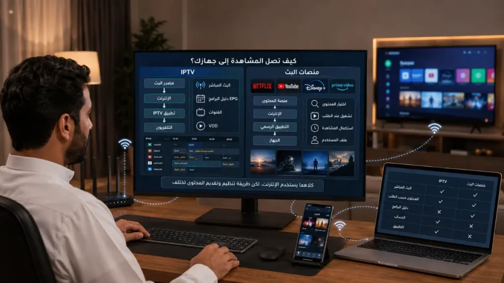 الفرق التقني بين IPTV وNetflix وكيف يصل البث إلى الأجهزة
