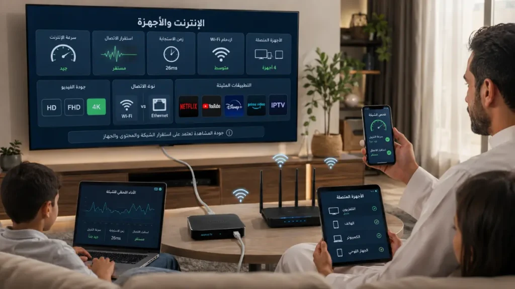 تأثير سرعة الإنترنت والأجهزة على IPTV وNetflix ومنصات البث