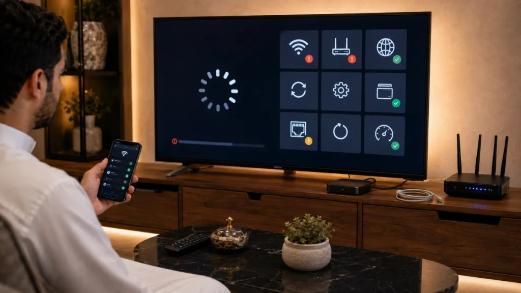 حل مشاكل IPTV على Android TV وفحص اتصال الإنترنت